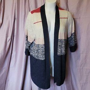 Torrid size 4 Cardigan red, navy, beige, pink. Slub yarn.